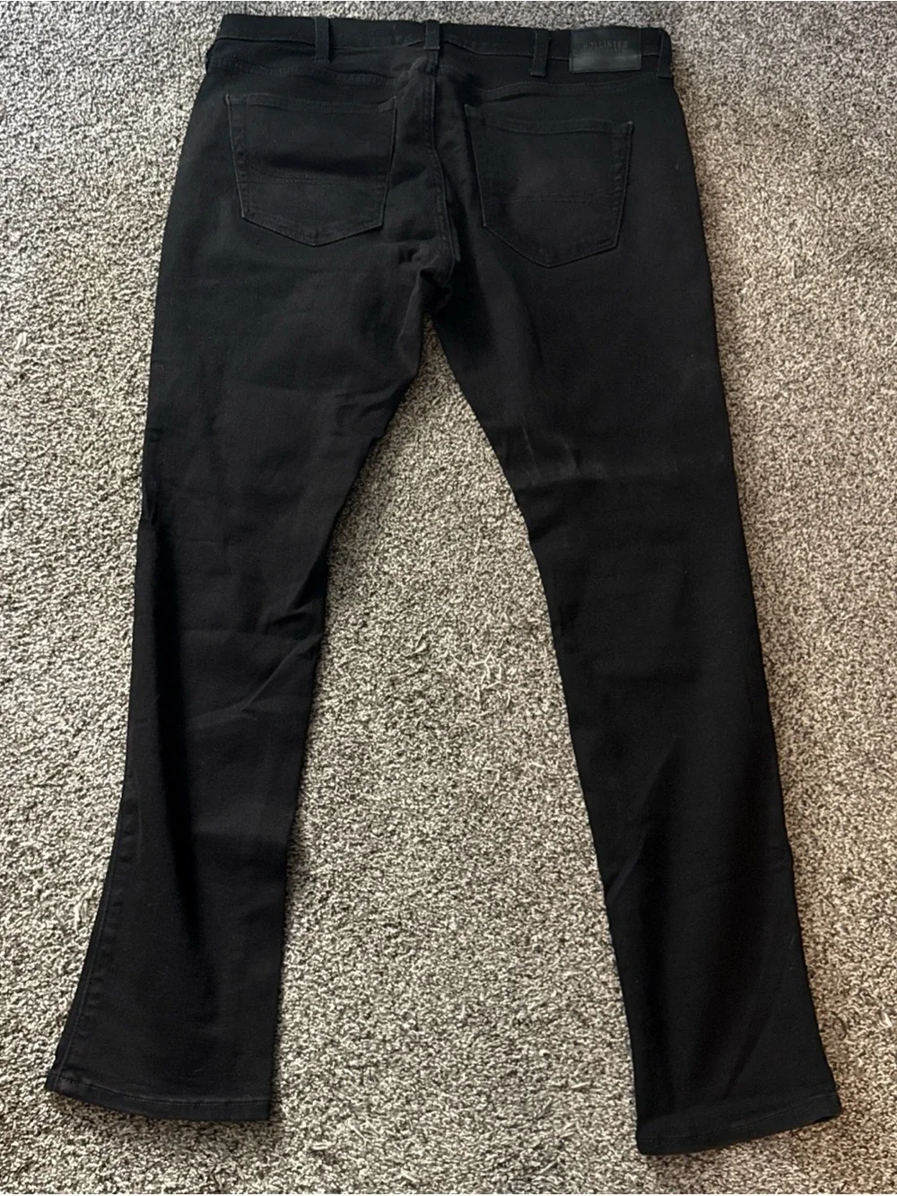 Hollister Skinny Advanced Stretch Black Jeans 36x32 Distressed Knees Men